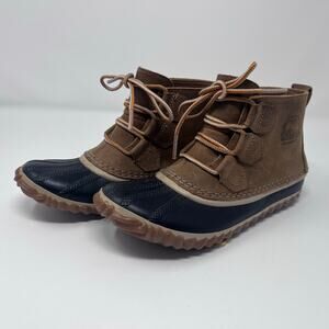Sorel Boots Women's Sz 6 Kids Sz 4-4.5 Waterproof Ankle Rain Snow Leather Duck